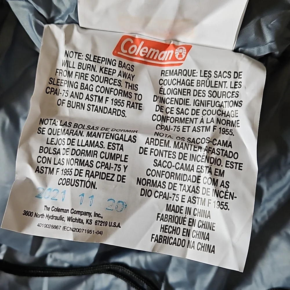 NWOT Coleman Tidelands 50° Big & Tall Mummy Insulated Sleeping Bag. - Picture 14 of 14